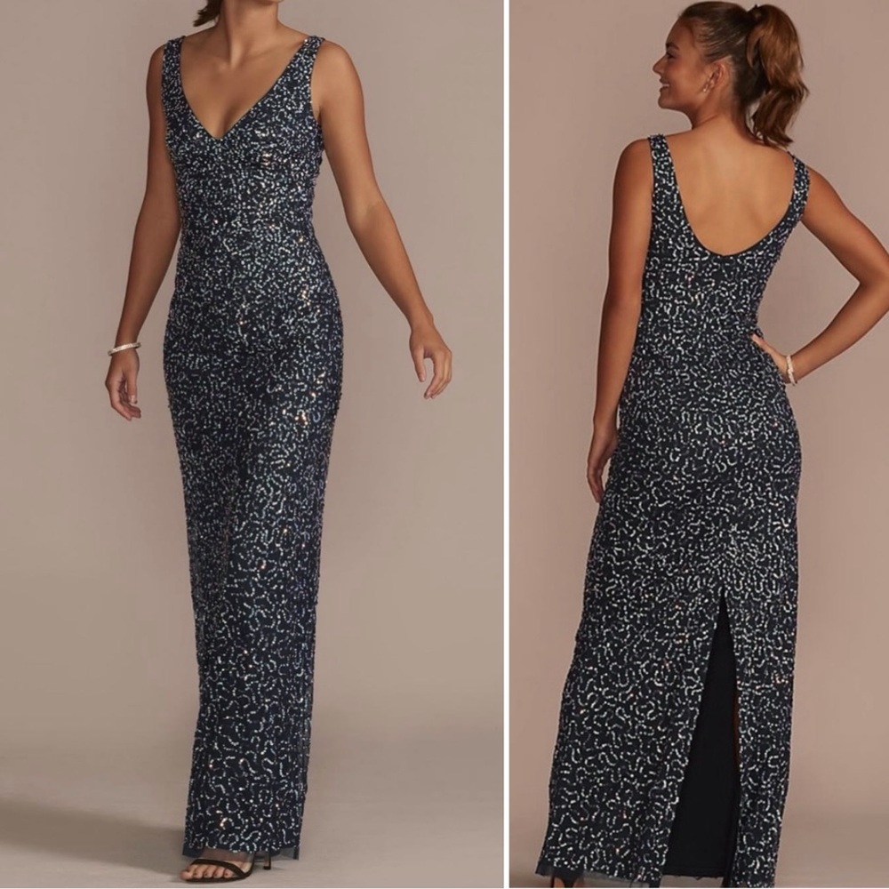 JULES AND CLEO V-Neck Allover Sequin Tank Sheath Dress NWT - 2 - Picture 3 of 15